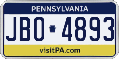 PA license plate JBO4893