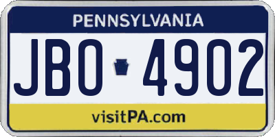 PA license plate JBO4902