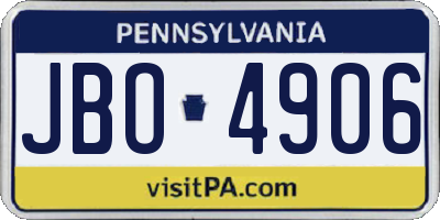 PA license plate JBO4906