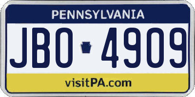 PA license plate JBO4909