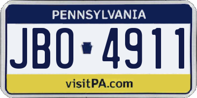 PA license plate JBO4911