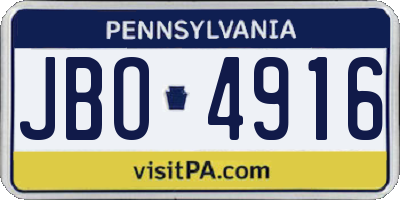 PA license plate JBO4916