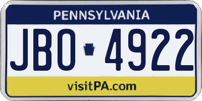 PA license plate JBO4922