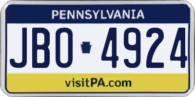 PA license plate JBO4924