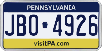 PA license plate JBO4926