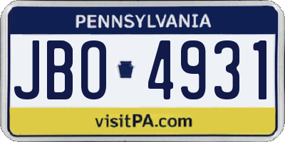 PA license plate JBO4931