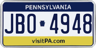 PA license plate JBO4948
