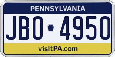PA license plate JBO4950