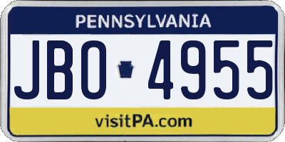 PA license plate JBO4955