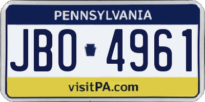 PA license plate JBO4961