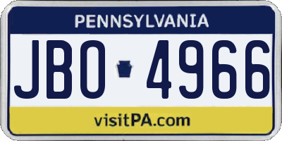 PA license plate JBO4966