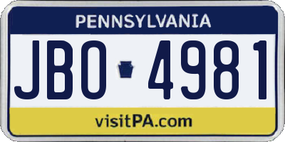 PA license plate JBO4981