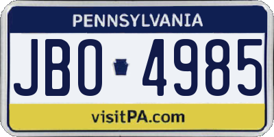 PA license plate JBO4985
