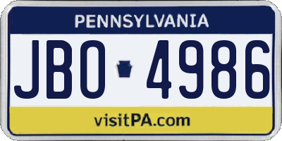 PA license plate JBO4986