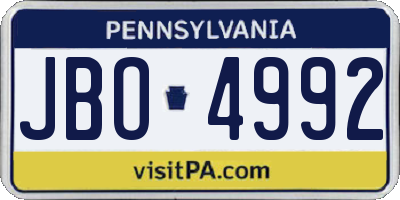 PA license plate JBO4992