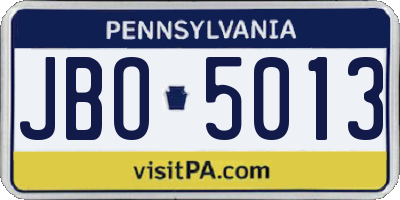 PA license plate JBO5013