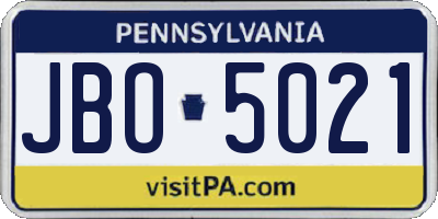 PA license plate JBO5021