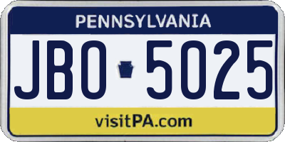 PA license plate JBO5025