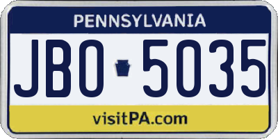 PA license plate JBO5035