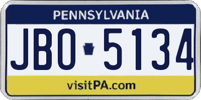 PA license plate JBO5134