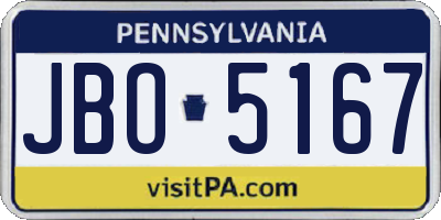 PA license plate JBO5167