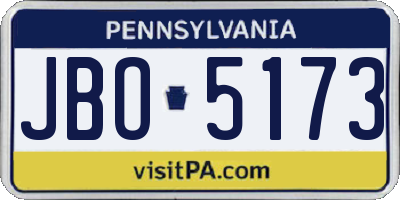 PA license plate JBO5173