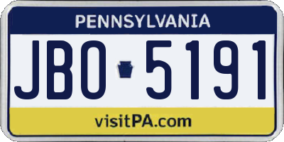 PA license plate JBO5191