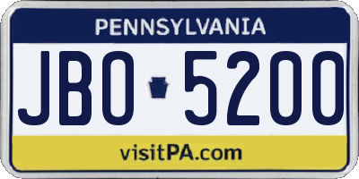 PA license plate JBO5200