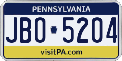 PA license plate JBO5204