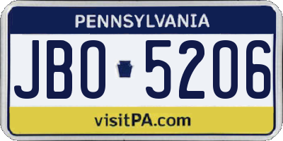 PA license plate JBO5206