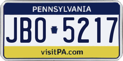 PA license plate JBO5217