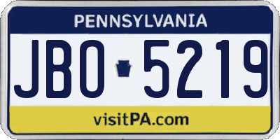 PA license plate JBO5219