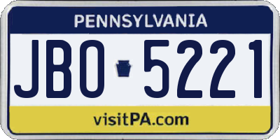 PA license plate JBO5221
