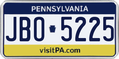 PA license plate JBO5225