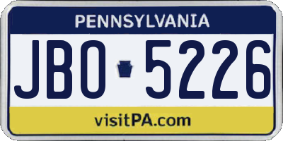 PA license plate JBO5226