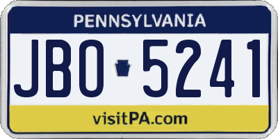 PA license plate JBO5241