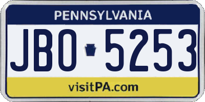 PA license plate JBO5253