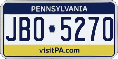 PA license plate JBO5270