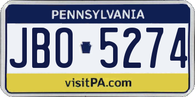 PA license plate JBO5274