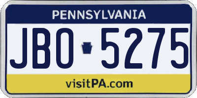 PA license plate JBO5275