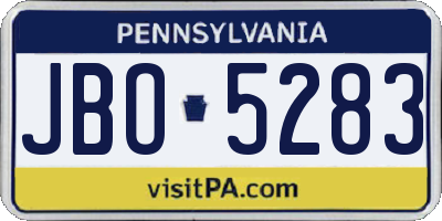 PA license plate JBO5283