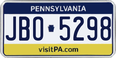 PA license plate JBO5298
