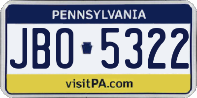 PA license plate JBO5322