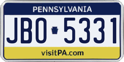 PA license plate JBO5331
