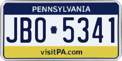 PA license plate JBO5341