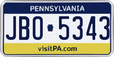 PA license plate JBO5343