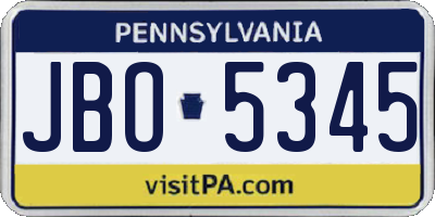 PA license plate JBO5345