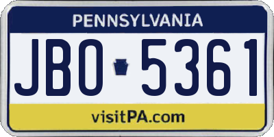 PA license plate JBO5361