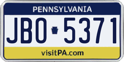PA license plate JBO5371