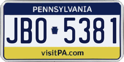 PA license plate JBO5381